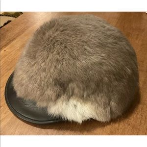 Vintage Fur Leather Brimmed Hat Cap Union Made